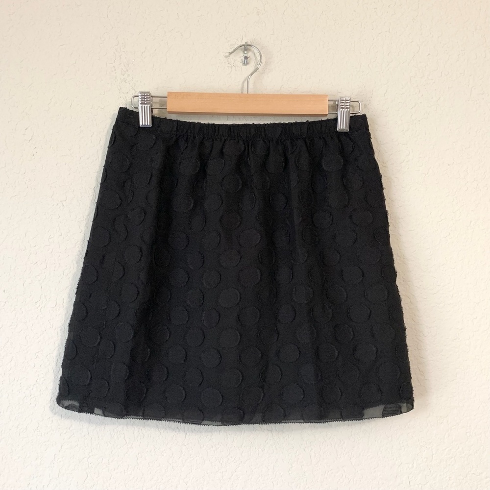 J. CREW Black Silk Linen Blend Polka Dot Mini Skirt Lined